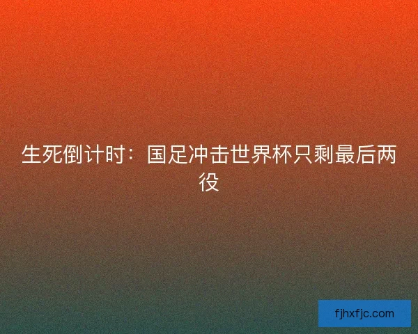 生死倒计时：国足冲击世界杯只剩最后两役